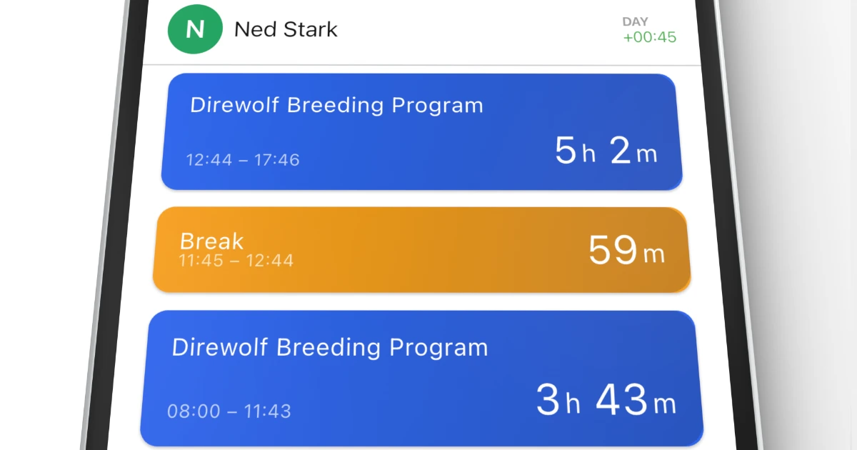 Detailed Time Tracking: Start, End and Breaks per Entry